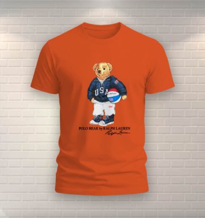 Polo Bear Basketball Shirt Usa Size Orange