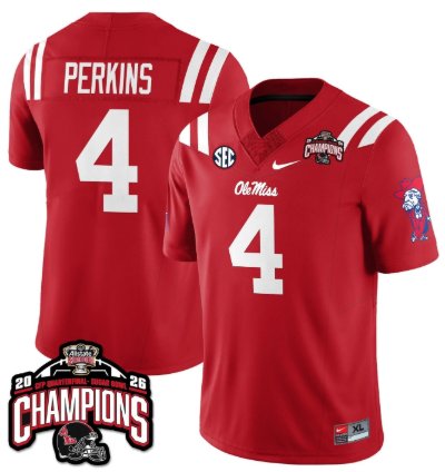 Suntarine Perkins Jersey 4 Ole Miss Sugar Bowl Champions Stitched Red
