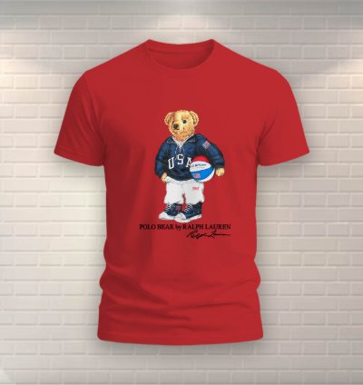 Polo Bear Basketball Shirt Usa Size Red