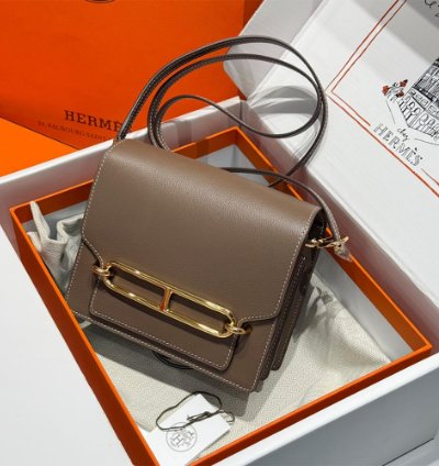 Hermes Roulis Mini Bag Gold Hardware Etoupe