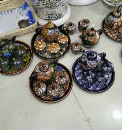 Pottery Teapot - Handicraft - 1 Complete Set - Batik Motif