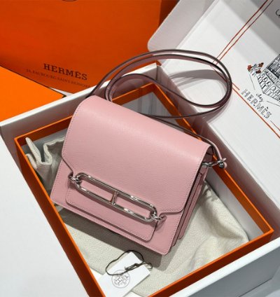 Hermes Roulis Mini Bag Palladium Hardware Pale Pink
