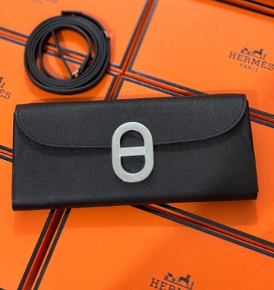 Hermes Maillon To Go Wallet Palladium Plated Black