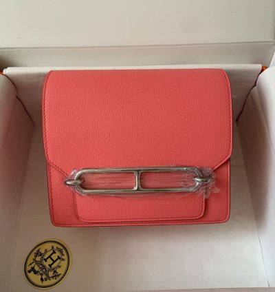 Hermes Roulis Mini Bag Palladium Hardware Rose Taxes