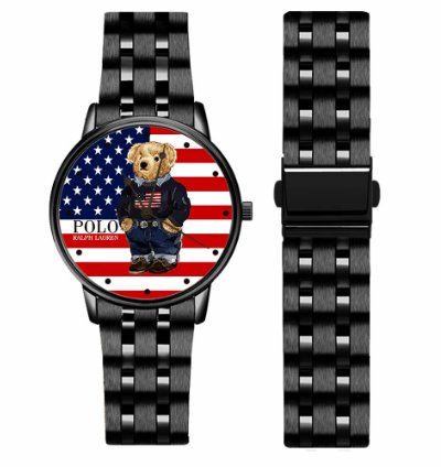 Polo Bear American Flag By Ralph Lauren D89 Black Stainles Steel