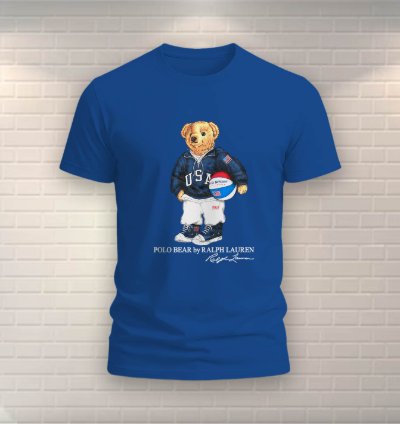 Polo Bear Basketball Shirt Usa Size Blue