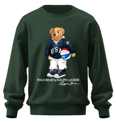 Polo Bear Basketball Sweatshirt Jk02 Usa Size Forest Green