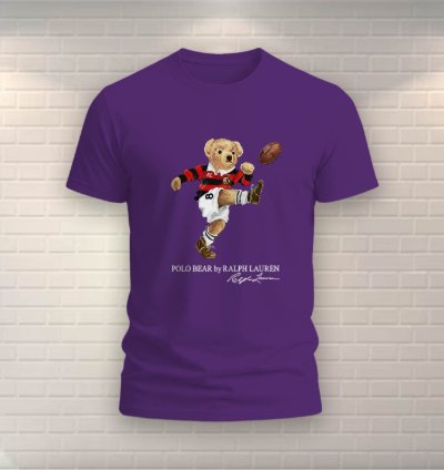 Polo Bear Shirt Football Usa Size Purple