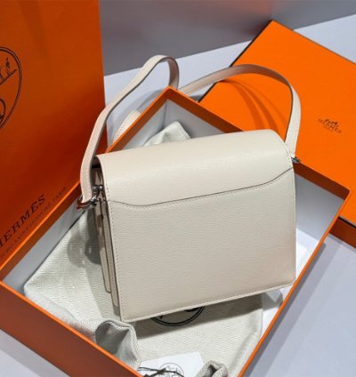 Hermes Roulis Mini Bag Palladium Hardware Cream