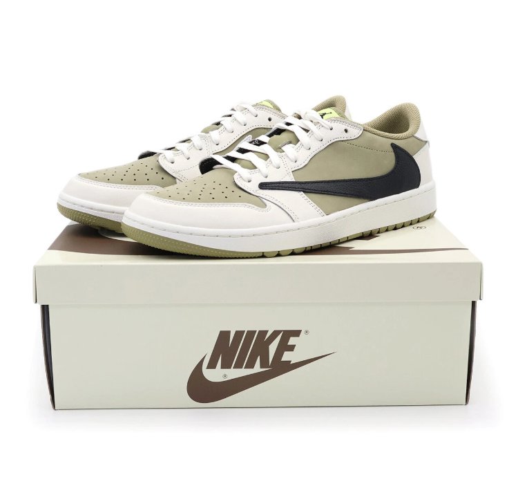 Fz3124-200 Travis Scott Nike Air Jordan 1 Low Golf Nrg Neutral Olive mens