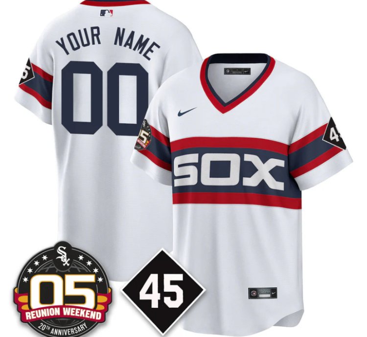 Custom Chicago White Sox Jersey Bobby Jenks 2025 Reunion Weekend Cooperstown