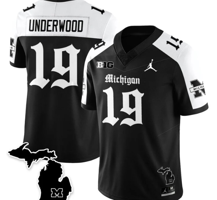 Bryce Underwood Jersey 19 Michigan Wolverines Gothic Vapor Stitched Alter