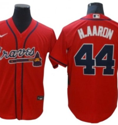 Atlanta Braves 44 Hank Aaron Red Cool Base Jersey