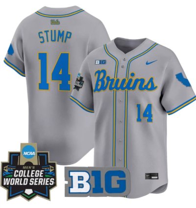 Landon Stump Jersey 14 Ucla Bruins 2025 World Series Stitched Gray