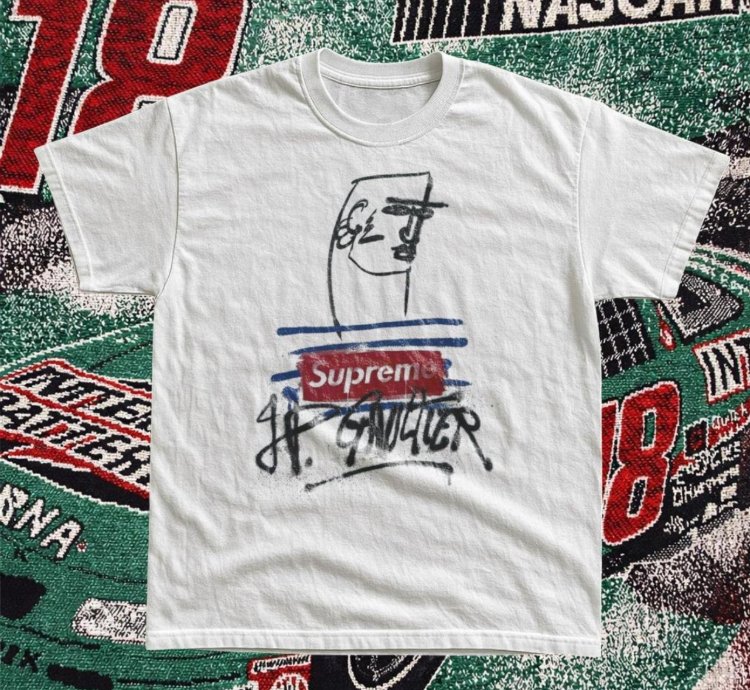 White Shirt Supreme Cotton Graphic Tee Y2k Unisex Supreme Whitetee Streetwear