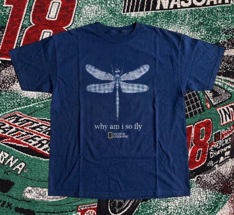 Navy Shirt National Geographic Dragonfly T-shirt nature outdoors dragonfly y2k unisex