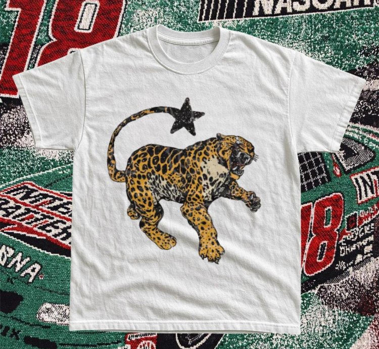90s White Shirt Jaguar Cotton Graphic Tee graphictee jaguar unisex y2k streetwear