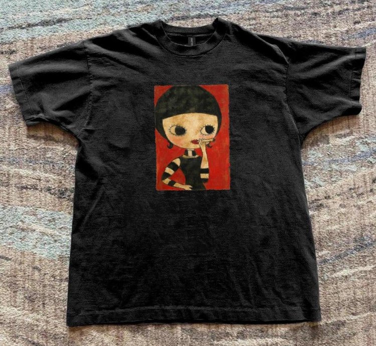 Black Graphic Tee With Red And Black Design graphictee goth