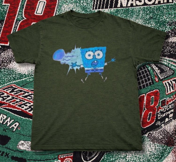 Green Shirt Spongebob Squarepants Cotton T-shirt cartoon spongebod y2k unisex