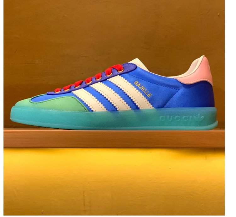 Gg X Ad Gazelle Light Blue Silk Shoes Sneakers