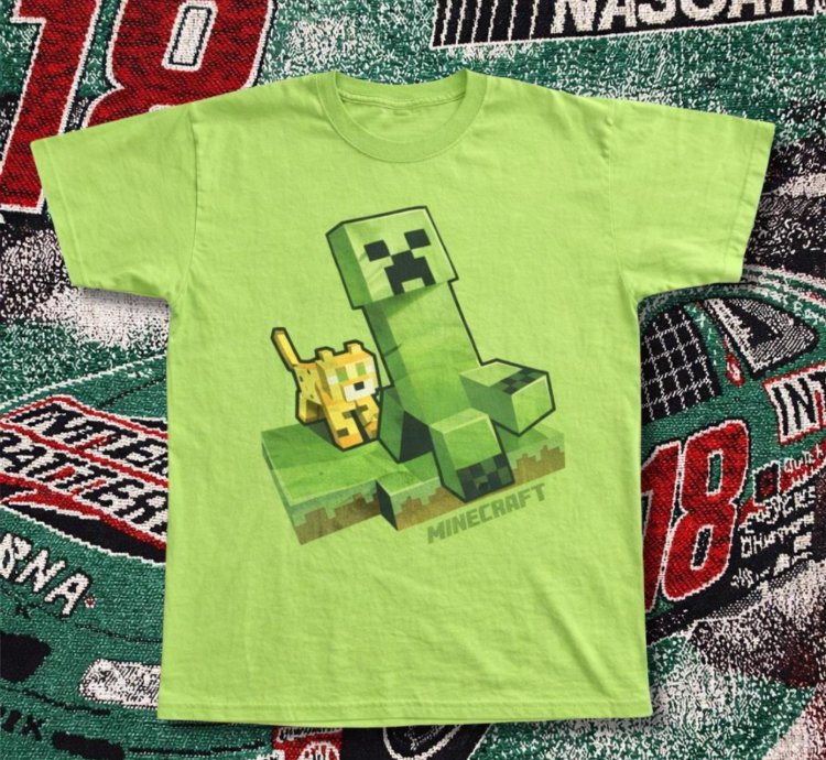 Cotton Minecraft Green Shirt Graphic Tee gaming minecraft y2k unisex graphic