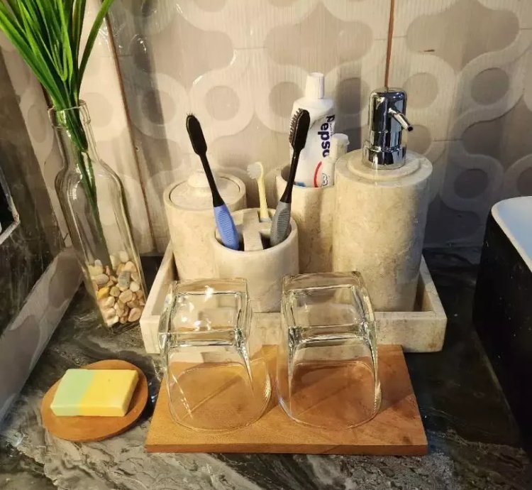 Premium Marble Bathroom Accessories Set