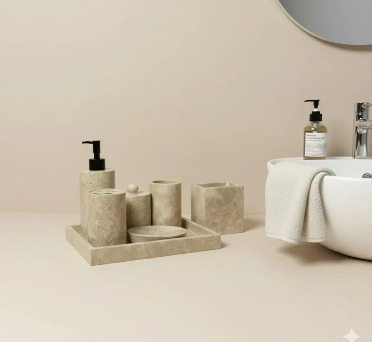 Premium Marble Bathroom Accessories Set