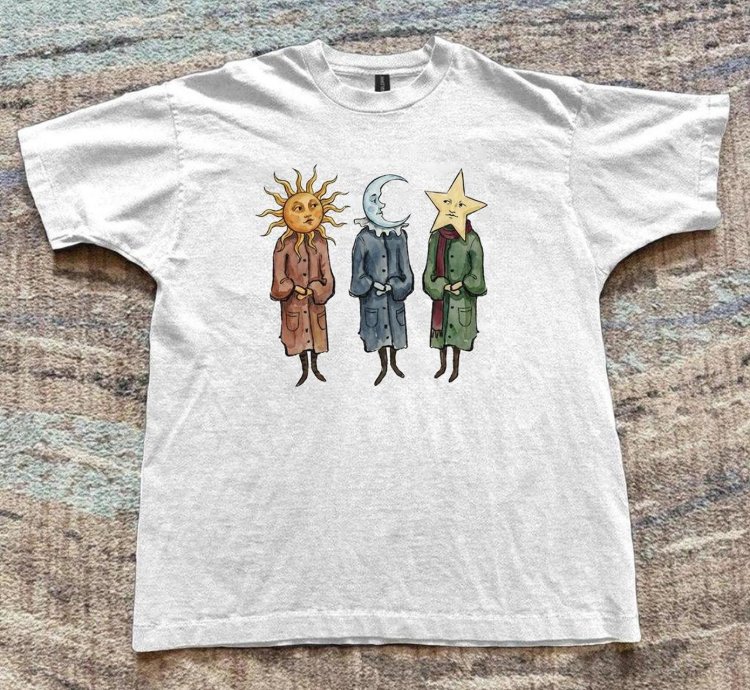 Sun Moon Star White Cotton T-shirt astronomy outdoors
