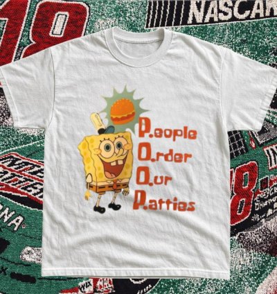 White Shirt With Spongebob Squarepants Cotton Graphic Tee cartoon spongebob y2k unisex graphictee