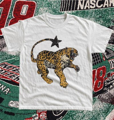 90s White Shirt Jaguar Cotton Graphic Tee graphictee jaguar unisex y2k streetwear
