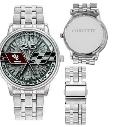 Corvette 25th Anniversary Watch Silver Steel Strap Collector Gift