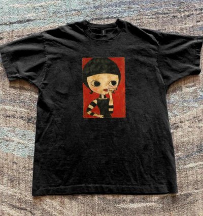 Black Graphic Tee With Red And Black Design graphictee goth
