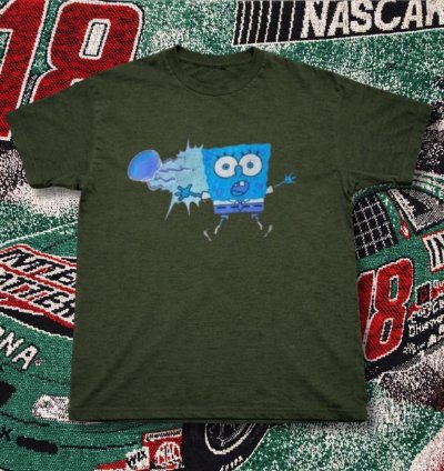 Green Shirt Spongebob Squarepants Cotton T-shirt cartoon spongebod y2k unisex