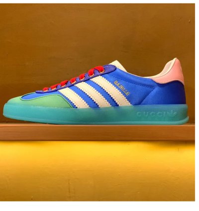 Gg X Ad Gazelle Light Blue Silk Shoes Sneakers