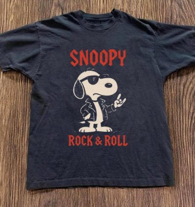 Snoopy Rock And Roll Black T-shirt peanuts cartoon
