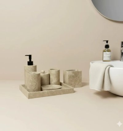 Premium Marble Bathroom Accessories Set