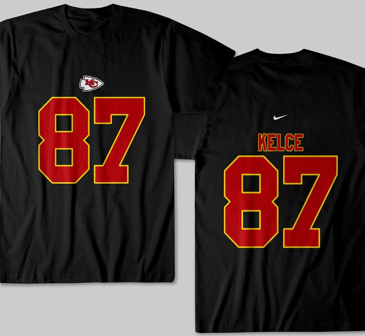 Kansas City Kelce 87 Nike Graphic Print Black T Shirt