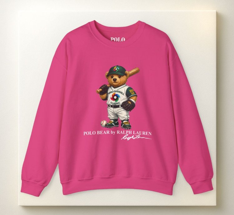 Polo Bear Baseball Sweatshirt Heliconia World Classic 2026 Graphic Crewneck