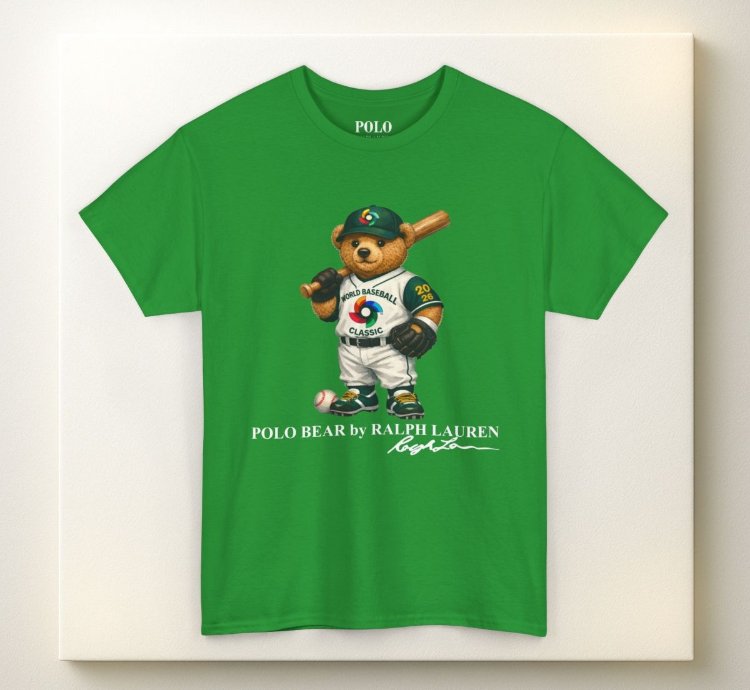 Polo Bear Baseball T Shirt Irish Green World Classic 2026 Graphic Crewneck