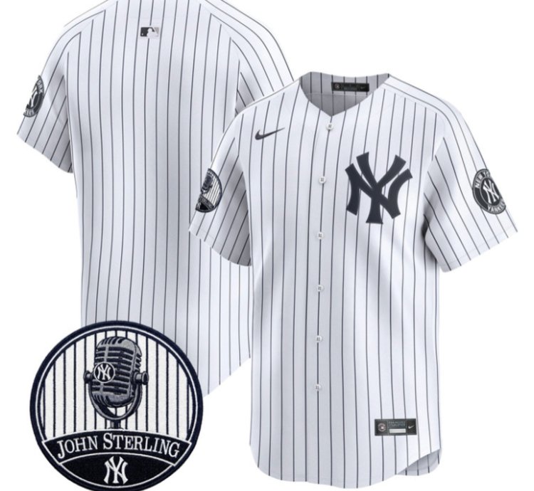 Team Jersey Blank Yankees John Sterling Voice Tribute Stitched White