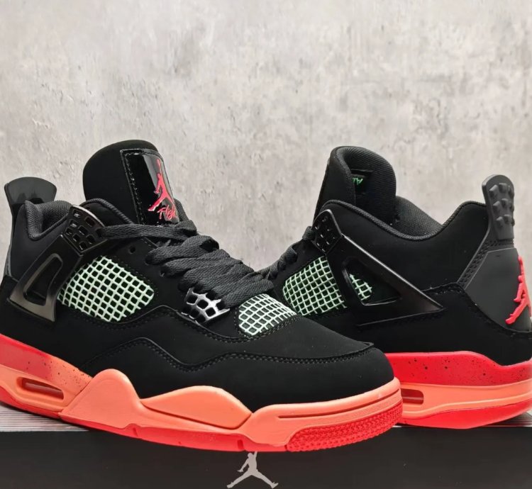 Air Jordan 4 Retro Black Infrared Barely Volt Shoes Sneakers