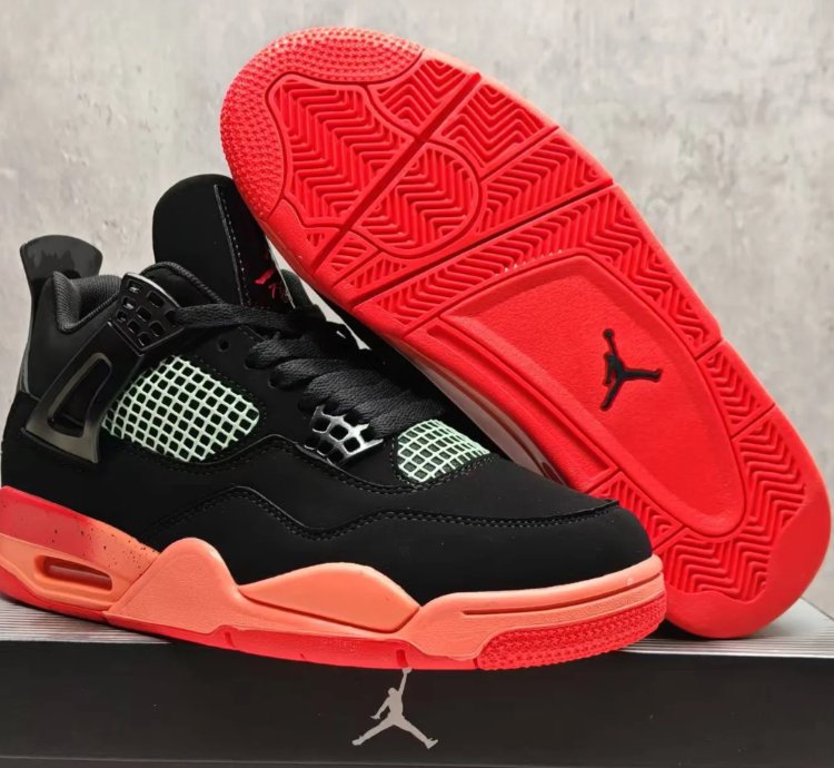 Air Jordan 4 Retro Black Infrared Barely Volt Shoes Sneakers