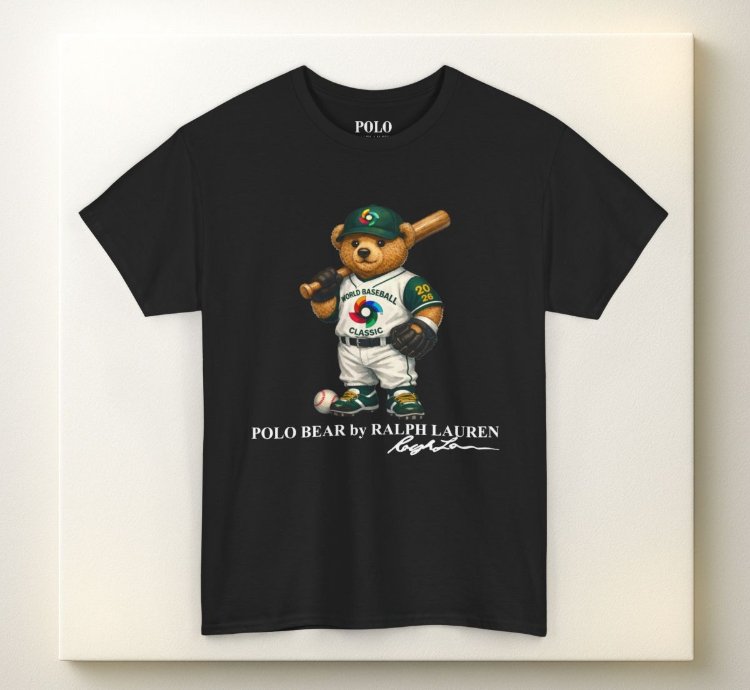 Polo Bear Baseball T Shirt Black World Classic 2026 Graphic Crewneck