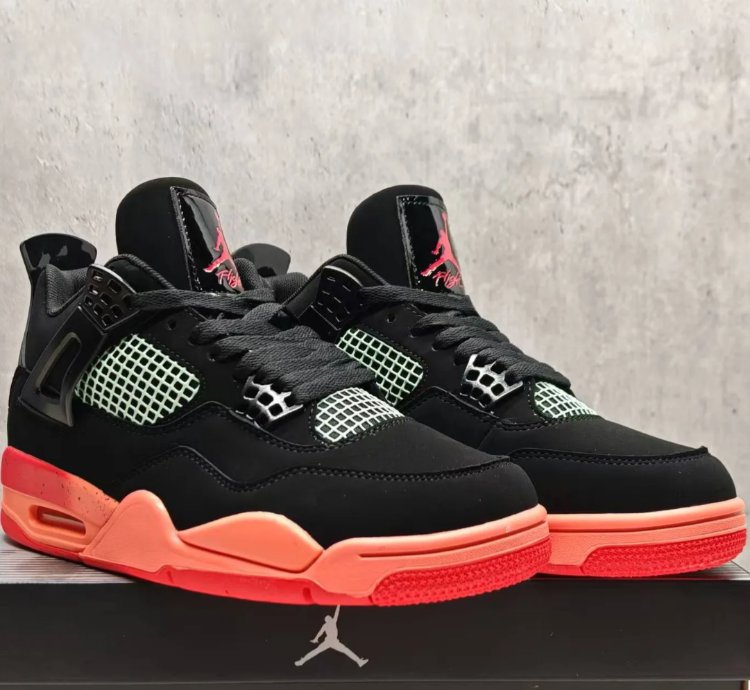 Air Jordan 4 Retro Black Infrared Barely Volt Shoes Sneakers