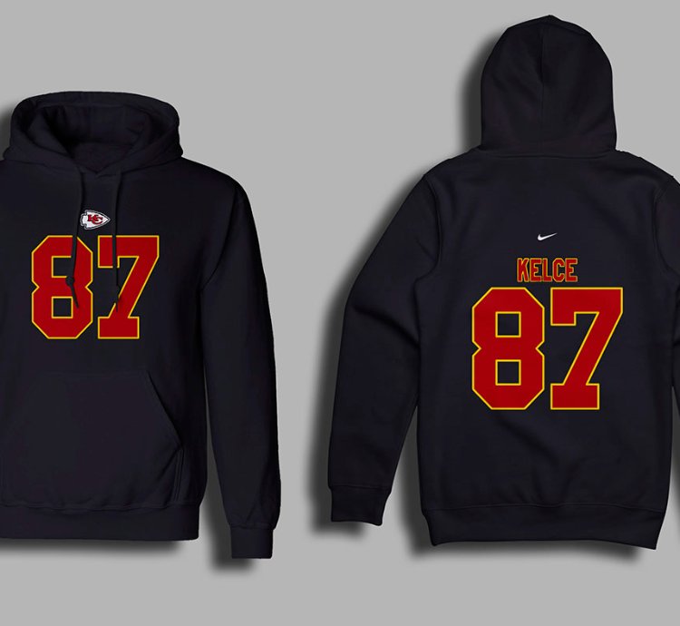 Kansas City Kelce 87 Nike Graphic Print Black Hoodie