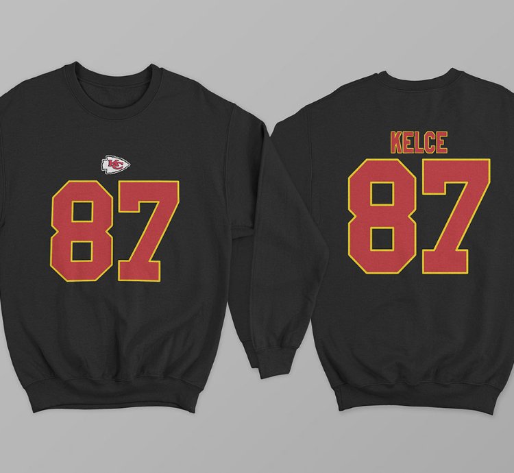 Kelce 87 Kansas City Football Black Sweatshirt