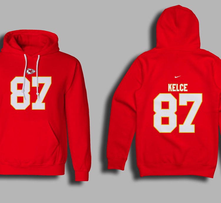 Kansas City Kelce 87 Nike Graphic Print Red Hoodie