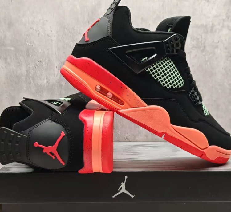 Air Jordan 4 Retro Black Infrared Barely Volt Shoes Sneakers