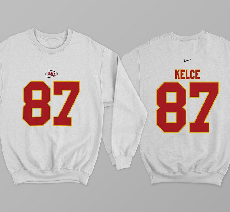 Kansas City Kelce 87 Nike Graphic Print White Sweatshirt