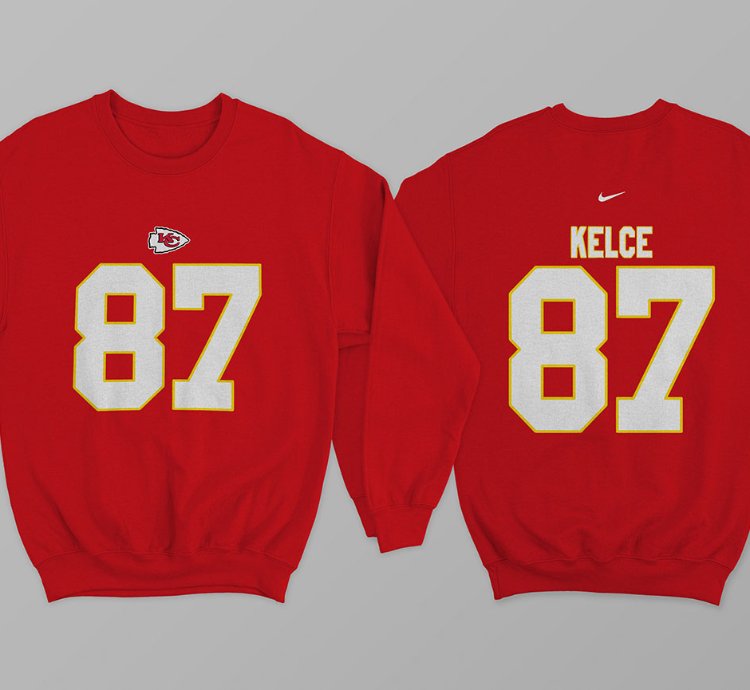 Kansas City Kelce 87 Nike Graphic Print Red Sweatshirt